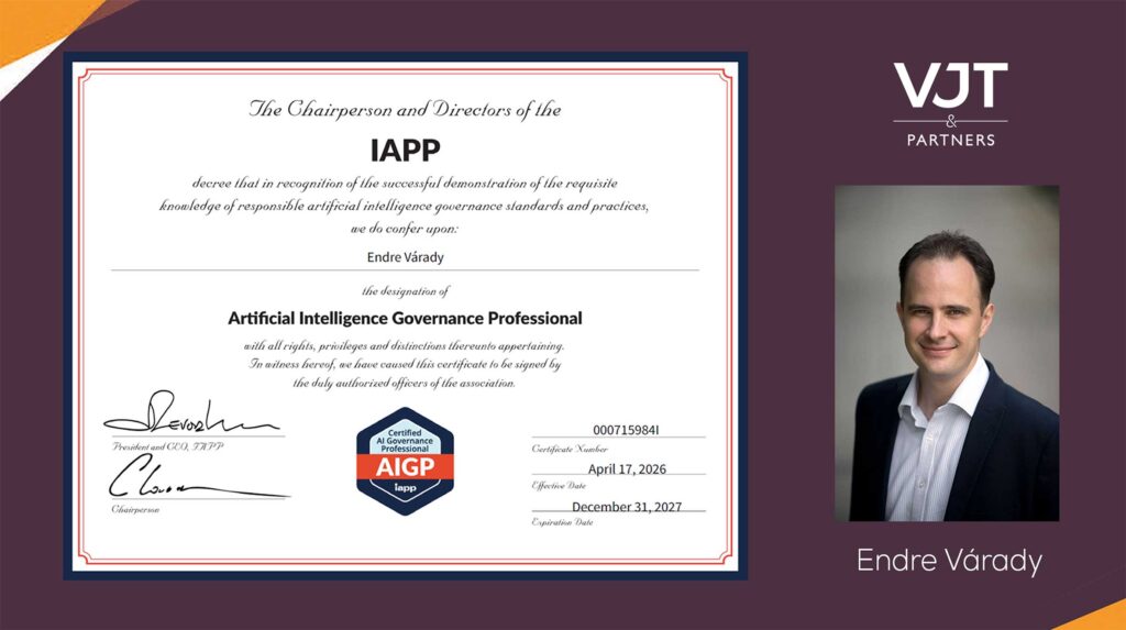 AIGP certification of Endre Várady